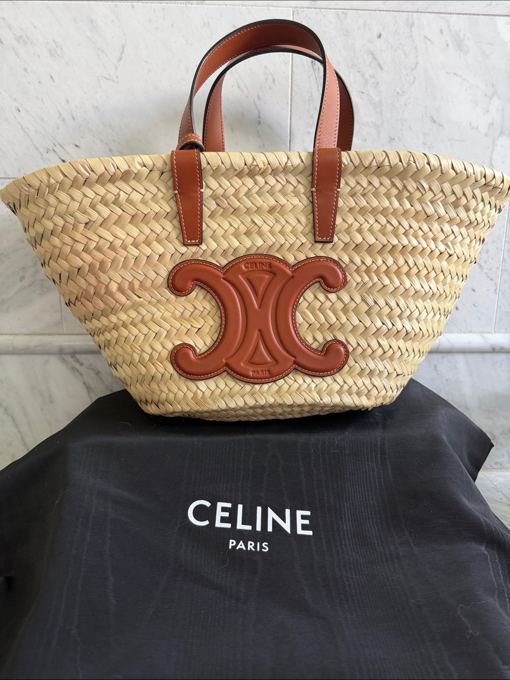 CELINE Raffia Panier Tote with dustbag